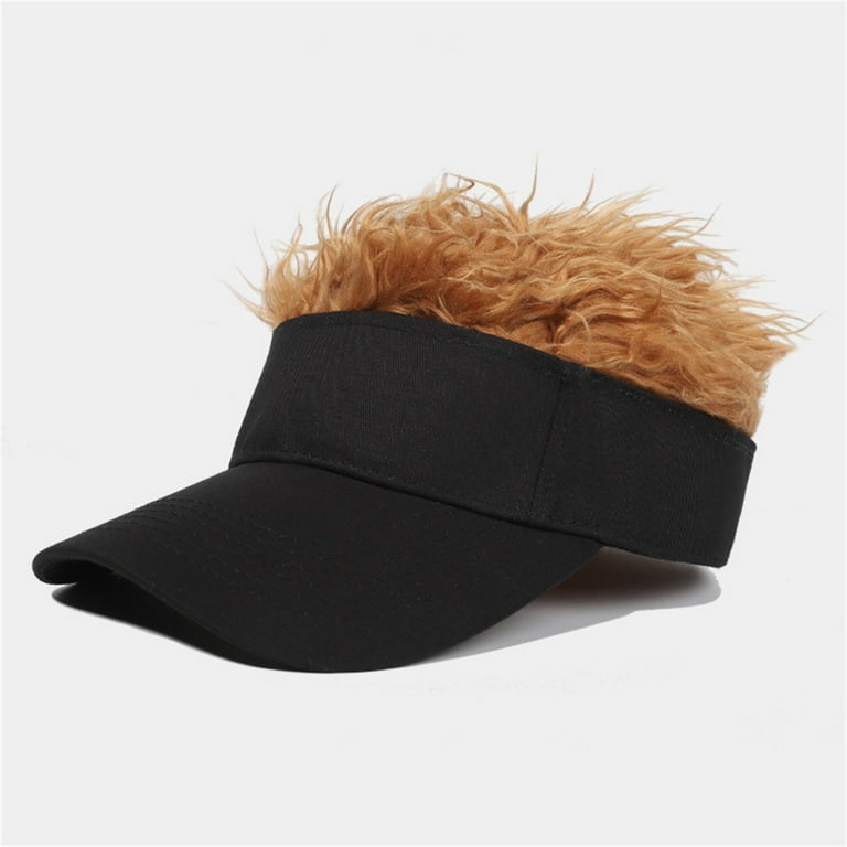 Generic Novelty Adjustable Sun Visor Cap with Fake Hair Wig Men