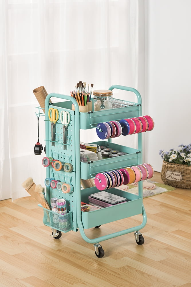 Craft Organizer Rolling CartAqua BrickSeek