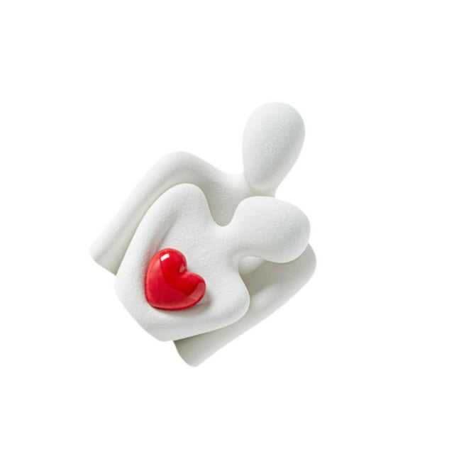 serony Abstract Ceramic Embracing Couple Figurine for Decorating Entrance Versatile Blue Heart Size S Red Heart L