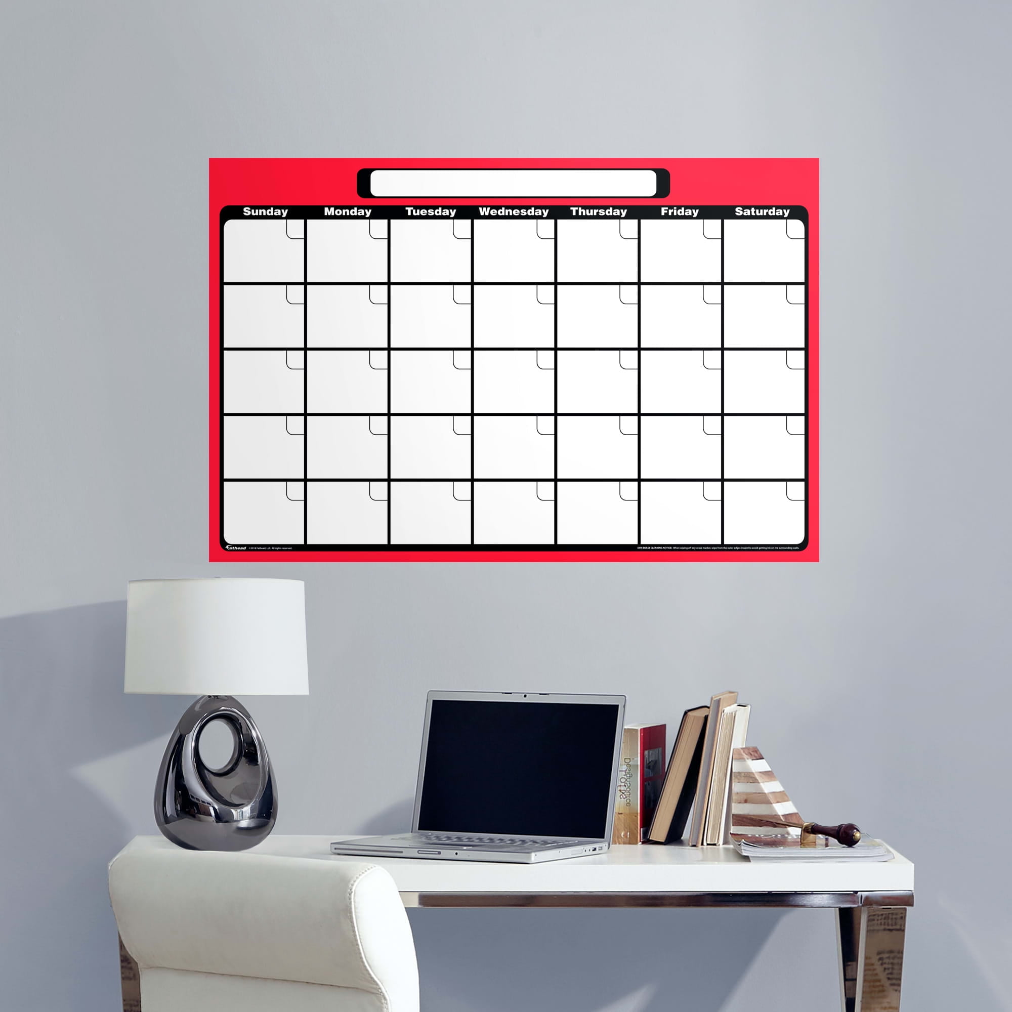 Fathead Dry Erase One Month Calendar (Red / Black) XLarge Removable