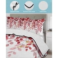 thumbnail image 4 of Quilts Queen Size Bedding Set, Red Eucalyptus Leaves Lightweight Quilted Comforter, Summer Botanical Weeping Soft Reversible Bedspread Coverlet with Pillow Covers for All Season, 90" x 96", 4 of 7