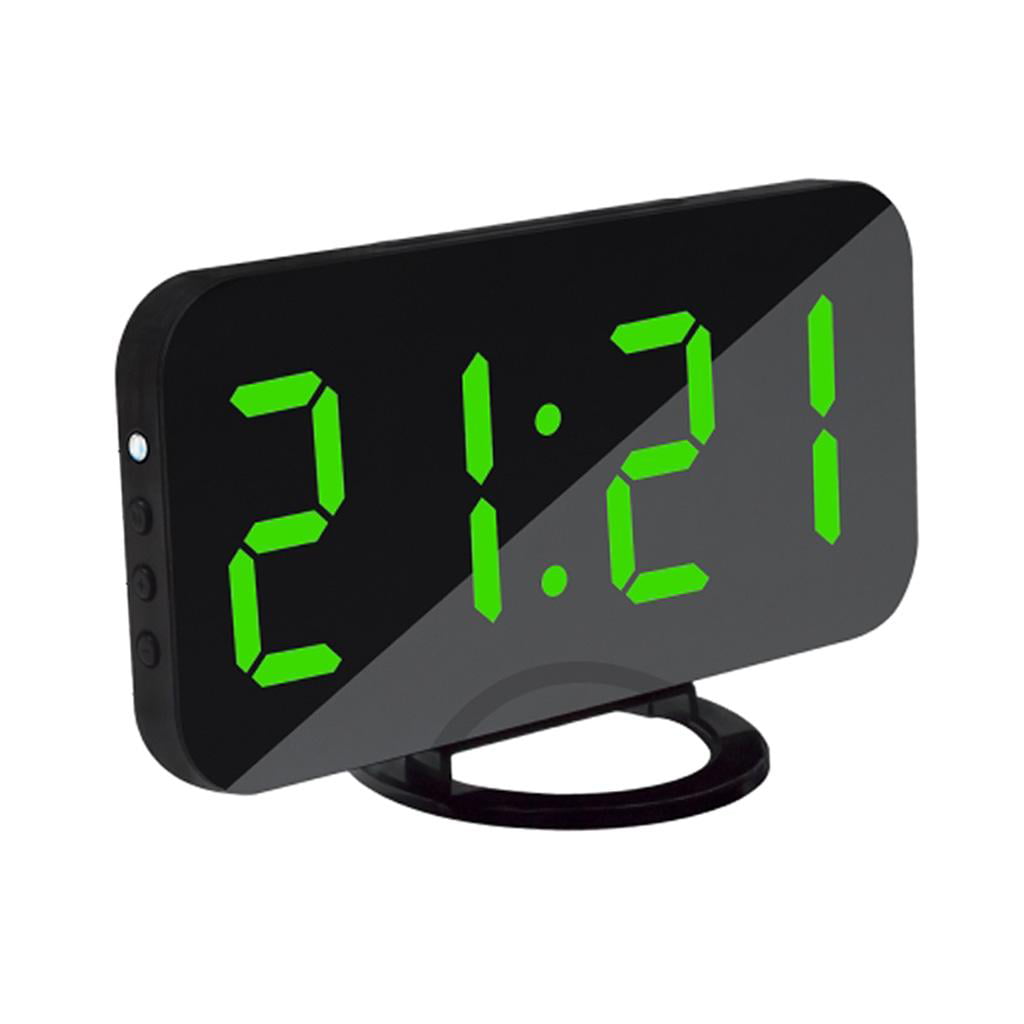LED Digital Snooze Alarm Clock with USB Charge Port for Phone Charger Green 