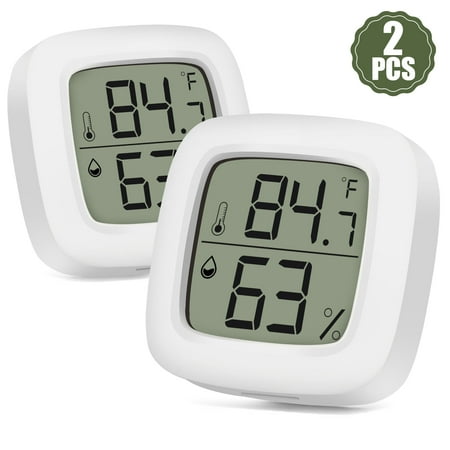 TSV 2pcs Indoor Hygrometer Thermometer, Humidity Gauge Meter Digital Hygrometer Room Thermometer for Home, Mini Digital Thermometer Humidity Sensor
