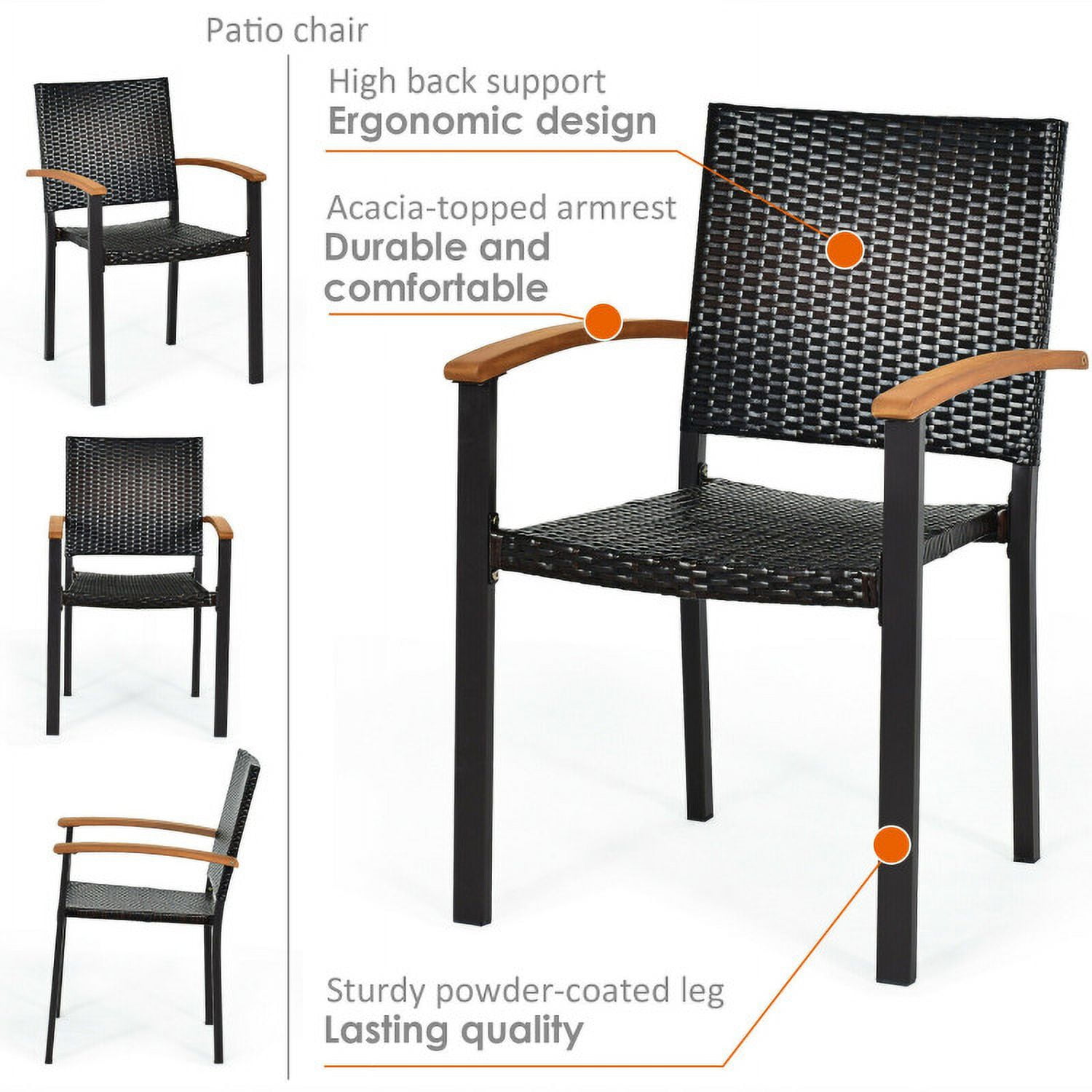 Aimee Lii Set of 4 Outdoor Patio PE Rattan Dining Chairs with Powder-coated Steel Frame, Outdoor Patio Set Aimee Lii Set of 4 Outdoor Patio PE Rattan Dining Chairs with Powder-coated Steel Frame, Outdoor Patio Set