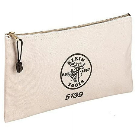 

Klein Tools 5139 Zipper Bag Canvas Tool Pouch to 12.5 x 7 x 0.7 -Inch with Heavy Duty Brass Zipper Close Natural
