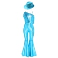 thumbnail image 3 of vastwit Kids Girls One Shoulder Flared Jumpsuits Disco Party Fancy Dress Up Fringed Romper with Hat Sky Blue 16, 3 of 5