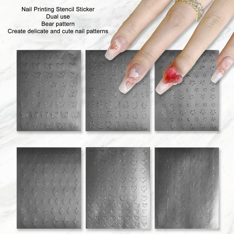 20 Styles Sticker Nail Art Airbrush Stencils For Fun Prints Sticker Decals  Airbrush Nails Trendy Salon Manicure Supply - Buy Nail Art Airbrush