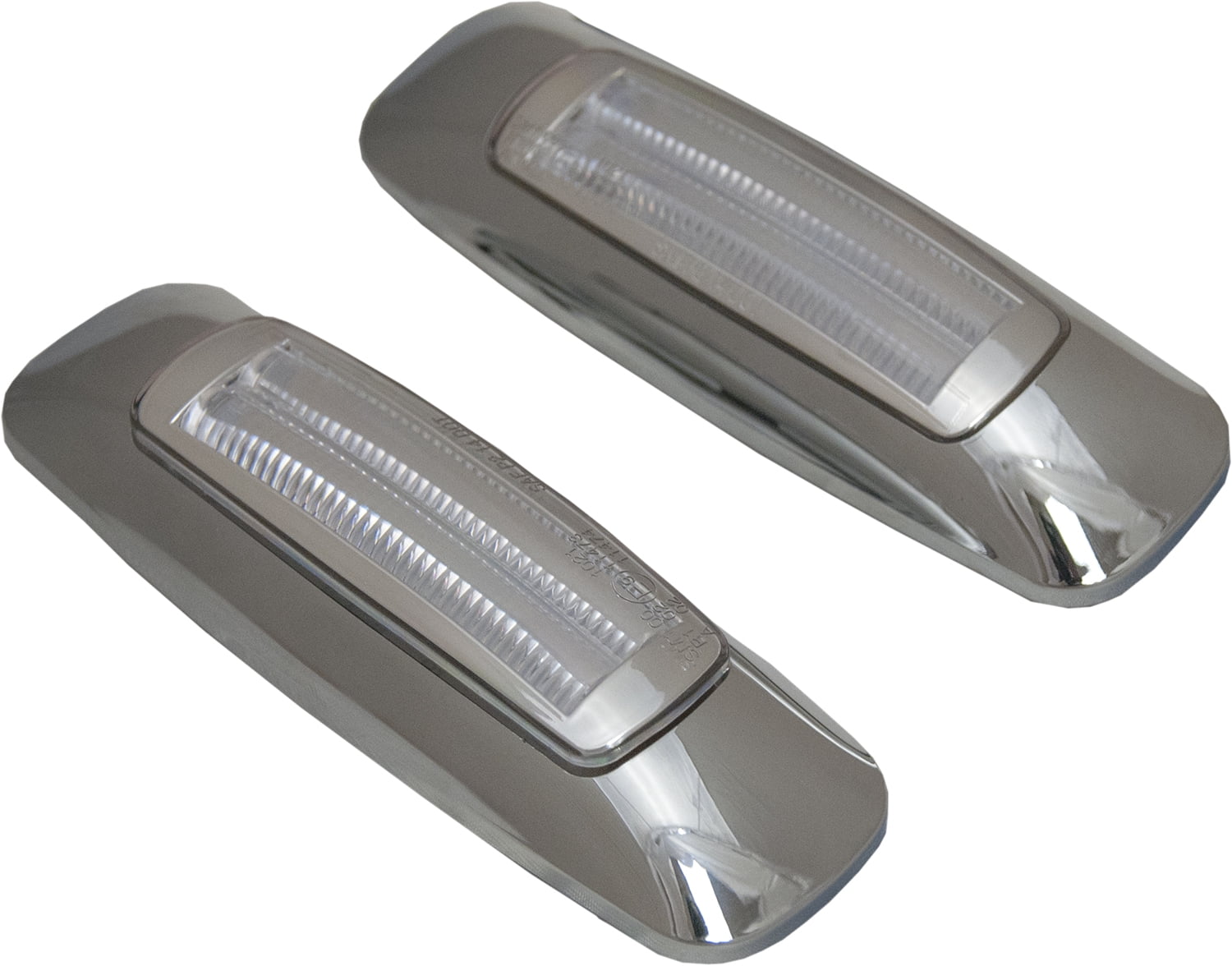 2x Clear Amber LED Clearance Marker Lights w/ Chrome Bezels for