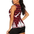thumbnail image 3 of Fotbe Christmas Tree Buffalo Plaid Blusas Sin Mangas para Mujer – Estilo Casual, Corte Suelto, Slim-Fit, Cuello Redondo Deportivo, Tops de Verano para Gimnasio y Yoga-Large, 3 of 7