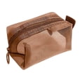 thumbnail image 2 of Bolsa de almacenaje pequeña transparente de malla para cosméticos, joyería, papelería y artículos de viaje, ligera, portátil, de doble capa, color verde., 2 of 6