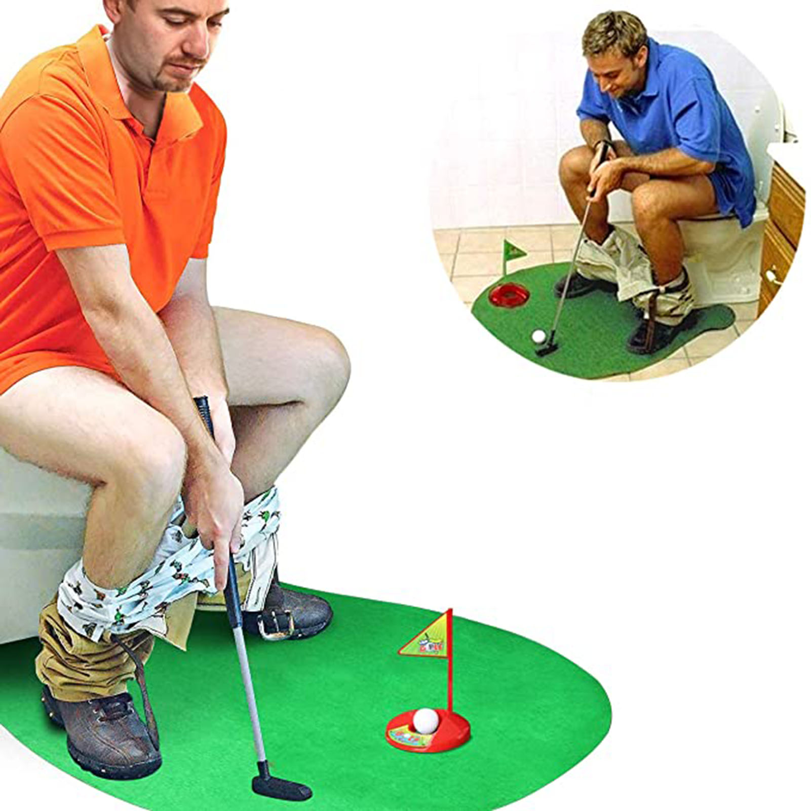 lzndeal Toilet Golf Ball Toy Set Anti-Slip Lawn Mat with Simulative Golf Set Child - image 5 of 6