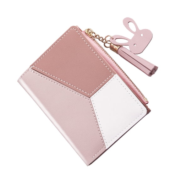 FOMIYES Portable Pink Small Holder with Tassel Zipper Wallet for Cash and Card Storage