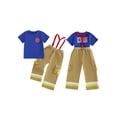 thumbnail image 2 of RUINIXCW Toddler Baby Boy Girl Firefighter Outfit Summer Clothes Kids Firefighter Costume Short Sleeve T-shirt Suspender Pants Overalls Halloween Birthday Outfits, 2 of 10