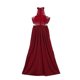 thumbnail image 1 of Vestido halter de encaje calado para mujer, vestido plisado de cintura alta de ganchillo XBTCLXEBCO L;Rojo, 1 of 6