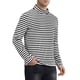thumbnail image 4 of Camiseta de cuello alto a rayas INSPIRE CHIC para hombre, de manga larga, pullover, camiseta a rayas, S, negro y blanco, 4 of 6