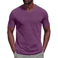 thumbnail image 3 of yoeyez Men Summer Muscle T Shirts Short Sleeve Classic V Neck T-Shirt Comfy Casual Lightweight Basic Tee Shirts Purple,XXL, 3 of 5