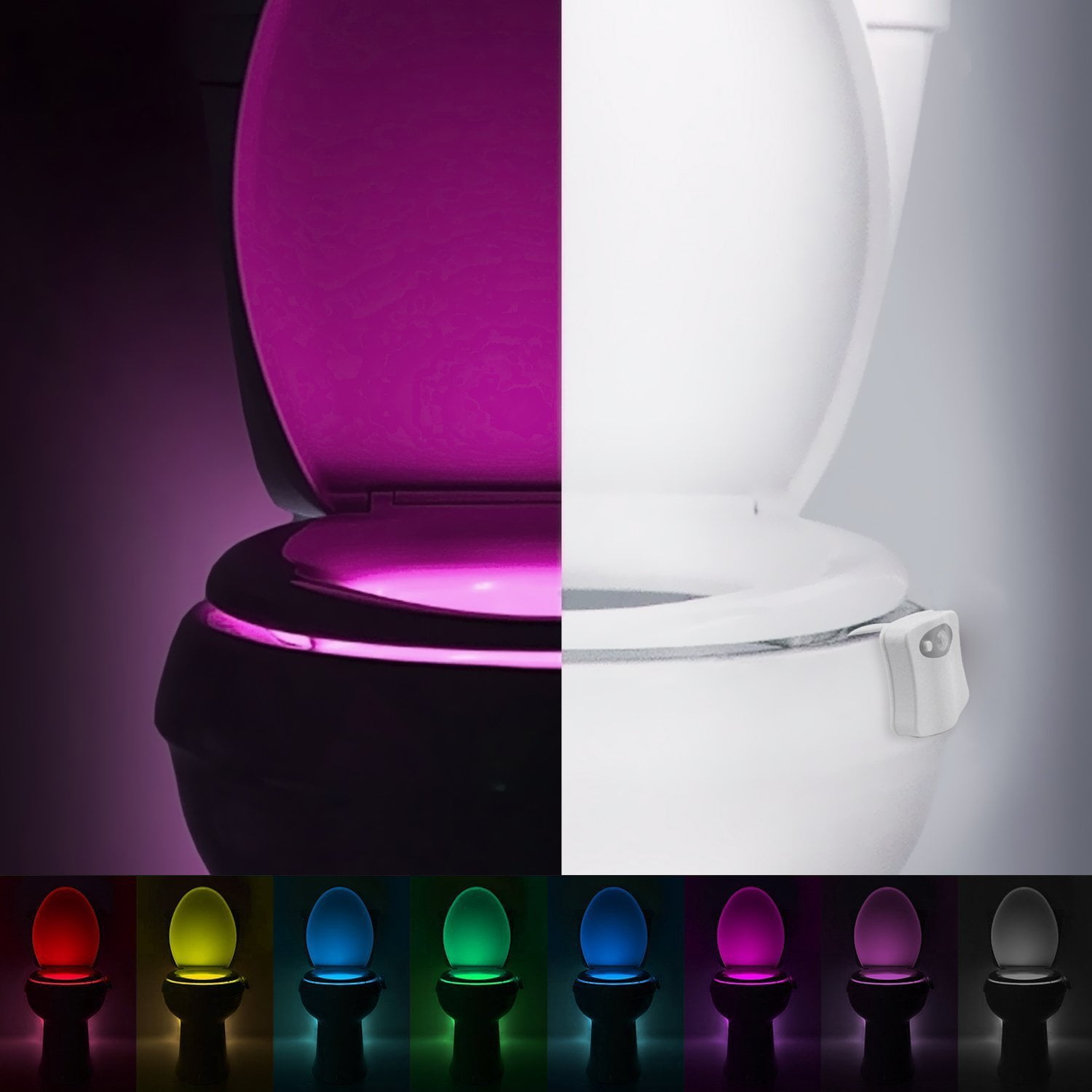 8-Color Toilet Night Light, Motion Activated Detection Bathroom Bowl Lights,  Fit Any Toilet Bowl Light Bathroom Night Light, Unique & Funny Birthday  Gifts Idea for Dad Teen Boy Kids Men Women 