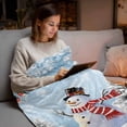 thumbnail image 5 of Blue Christmas Flannel Blanket for Bed,Travel and Camping, Snowman Snowflake Xmas Tree Bird Winter Super Soft Cozy Blanket for All Seasons 40"x50", 5 of 9