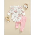 thumbnail image 2 of Honganda Baby Flower Print Round Neck Long Sleeve Romper+ Solid Color Trousers, 2 of 7