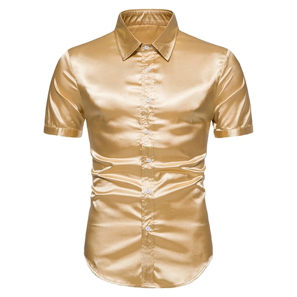 Camisas Hawaianas Para Hombre Camisas de manga corta para hombre de verano Eurocode Comercio exterior Moda informal Camisa para hombre (Yellow, L)