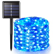 Outdoor Solar String Lights, 72FT 200 LEDs Solar powered Fairy Lights-Waterproof, Decoration Copper Wire Lights with 8 Modes for Patio Yard Trees Christmas Wedding Party Decor (Blue)