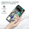 thumbnail image 3 of CASEFIV for Google Pixel 8 Pro Case (2023), Marble Pattern 3 in 1 Heavy Duty Shockproof Full Body Rugged Hard PC+Soft Silicone Drop Protective Phone Cover for Women Girls, Blue/Drift Sand, 3 of 8