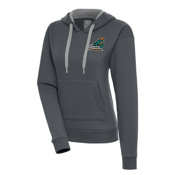 Women's Antigua Charcoal Coastal Carolina Chanticleers Victory Pullover Hoodie