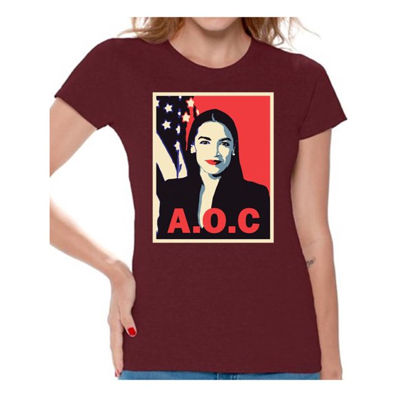 Awkward Styles AOC Women's Shirt Ocasio Ladies T Shirt Alexandria Ocasio-Cortez Women T-Shirts Patriotic Shirts Made in USA AOC Tshirt American Style Ocasio Shirt for Wife Ocasio-Cortez Outfit