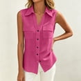thumbnail image 4 of Yievot Womens Button Down Sleeveless Shirt with Pockets Collared Casual Summer Office Workwear Tops, 4 of 8