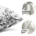 thumbnail image 3 of Chinoiserie Pillow Covers 12x20 Inch Set of 2 Black White Gray Floral Birds Decorative Throw Pillows Rustic Vintage Flowers Pillow Cases Cotton Rectangle Cushion Cover Decor for Couch Bed Sofa, 3 of 6