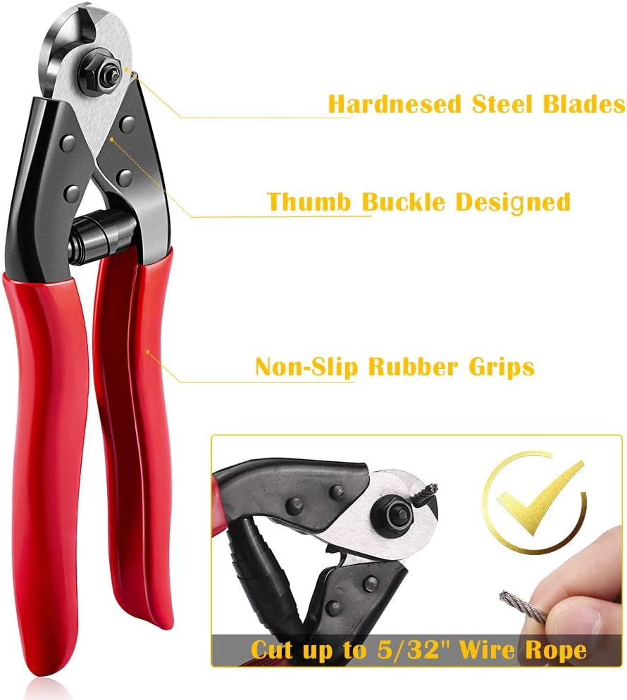 Hydraulic Crimping Tool/Hydraulic Crimper with Cable Cuttter for Stainless Steel Cable Railing Hardware,Battery Cable Crimping Tool for 1/8", 5/32" to 3/16" DC02