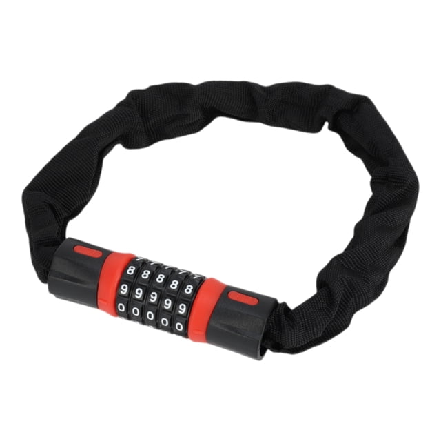 Candado de cadena de seguridad para bicicleta Unique Bargains, candado de combinación reiniciable de 5 dígitos, 60 cm, negro y rojo, 1 pieza