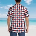 thumbnail image 4 of Rateoe Blue And Red Diamond Pattern Men’s Hawaiian Shirt – Short Sleeve Button-Down Tropical Beach Shirt, Lightweight & Breathable Casual Aloha Shirt with Pocket,3X-Large, 4 of 7