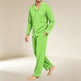 thumbnail image 5 of Delconic Mens Pajama Set Long Sleeve Button Front Sleepwear Set Loose Fit Top and Full Length Pants Loungewear Nightwear Fluorescent Green L, 5 of 6