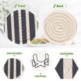 thumbnail image 4 of Haosy Set of 6 Drink Woven Coaster with Holder Heat Resistant Non-Slip Bar Coasters 4 Inches Navy Blue and White Striped, 4 of 7
