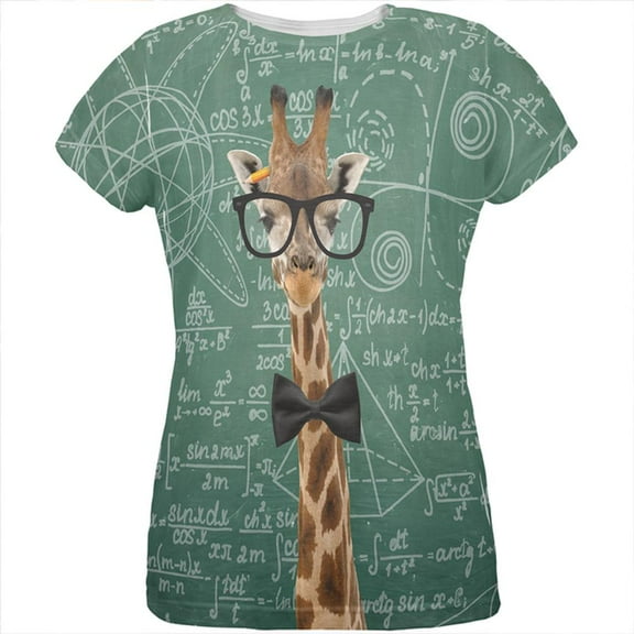 Giraffe Geek Math Formulas All Over Womens T Shirt Multi MD