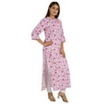 thumbnail image 2 of Moomaya Printed Indian Ethnic&nbsp;Kurti&nbsp;For Women Mandarin Collar Long Straight Kurta With Pockets, 2 of 8