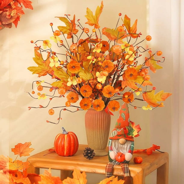 Atmósferas festivas fuertes: esta decoración de ramo de calabaza de Halloween agrega un toque brillante de color a la decoración navideña y es adecuada para cualquier espacio, creando una atmósfera fe