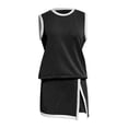 thumbnail image 4 of Laipiong 2 Piece Short Sets for Women Summer Matching Athletic Outfits Ribbed Knit Tank Top and Split Lined Skirt outfits for women 2 piece sets, 4 of 5