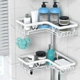 thumbnail image 3 of Shower Caddy Tension Pole Corner - Stainless Steel Bathroom Organizer White Tension Rod Shower Shelves for Tub(22-114.2inch), Renter Friendly, 3 of 5