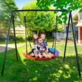 thumbnail image 3 of Klokick Metal Swing Sets with 40-Inch Saucer Tree Swing, 440-Pound Heavy Duty Swing Frame, 3 of 7