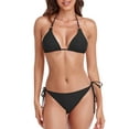 thumbnail image 5 of RELLECIGA Women's Halter Ring Triangle Bikini Sets Sexy String Bikini Two Piece Swimsuit Black Bathing Suits Size M, 5 of 5