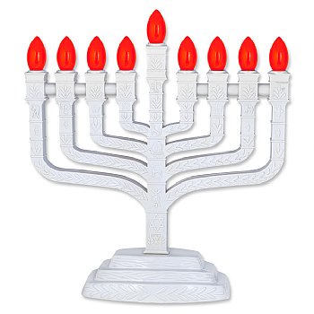 Electric Menorah Traditional LED USB Powered White Hanukkah Menorah