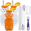 Special Supplies Honey Bear Straw Cup for Babies — Spill-Proof Juice Bottle, 6 Flexible Reusable Straws — Special Needs Assistive Cup, Pack of 3 Bottle
