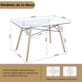 thumbnail image 3 of Mesa de Comedor FurnitureR Rectangular de Cristal para 4-6 Personas, 3 of 9