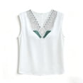 thumbnail image 4 of Levmjia Women's French Style Lace Trim Tank Top V Neck Sleeveless Casual Summer Camisole Plus Size Slim Fit Elegant Beach Vacation Top, 4 of 5