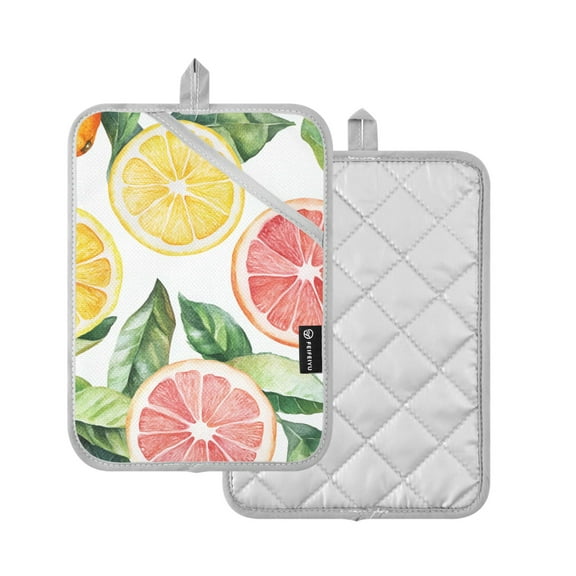 Yayeee Pot Holders Kitchen Heat Resistant with Pocket 7"x9.8" Cotton Oven Cooking Hot Pads, Candy Grapefruit