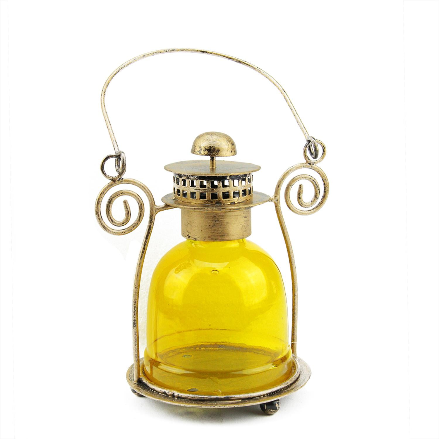 7.5" Decorative Yellow Glass Bell Tea Light Candle Holder Lantern | Walmart Canada