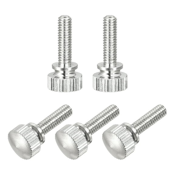 Uxcell 5Pcs M4x14mm Knurled Thumb Screws, Brass Nickel Plated Shoulder Bolts Grip Knobs Fasteners for Electronic, Mechanical, Nickel White