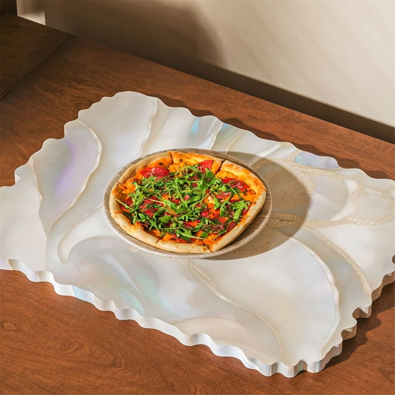 lanema Artistic Wavy Edging Resins Crafting Mold Flexible Food Grade Silicones Coasters Mould For Decorative Trays making Tool